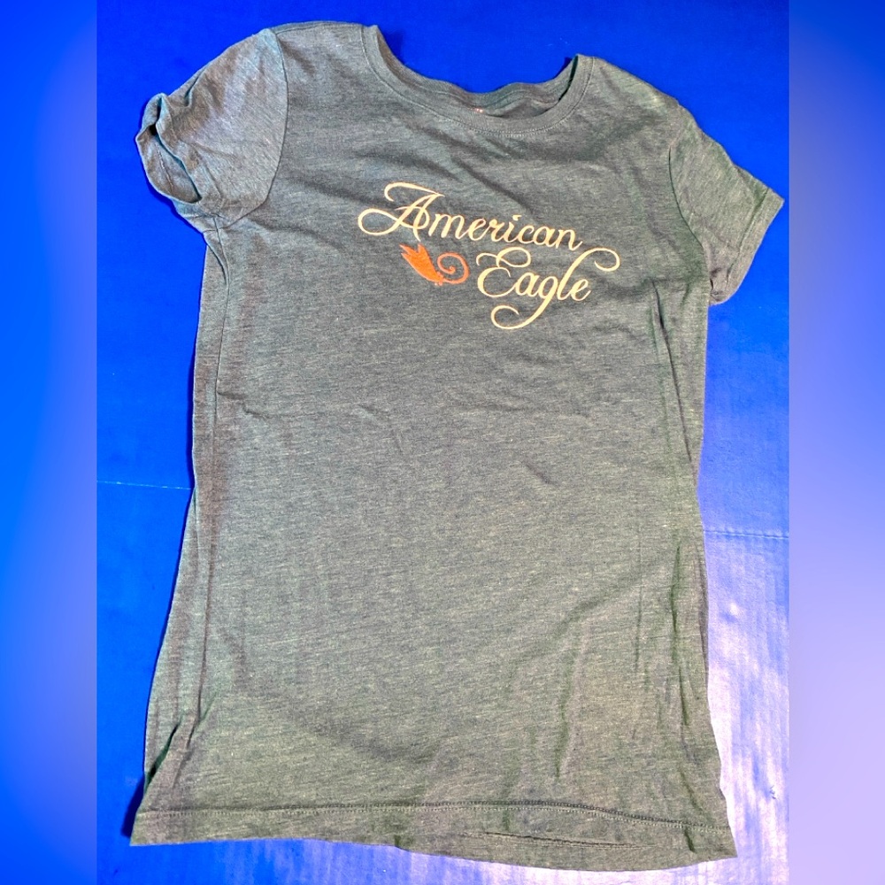 American Eagle Outfitters Y2K Blue Tee w/Pink American Eagle Lettering Size M